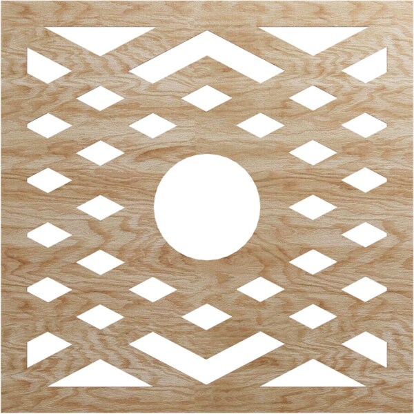 Ekena Millwork Chevron Wood Fretwork Pierced Ceiling Medallion, Red Oak, 40"OD x 10 3/8"ID x 3/8"T CMWP40X40X0375CHRO - main